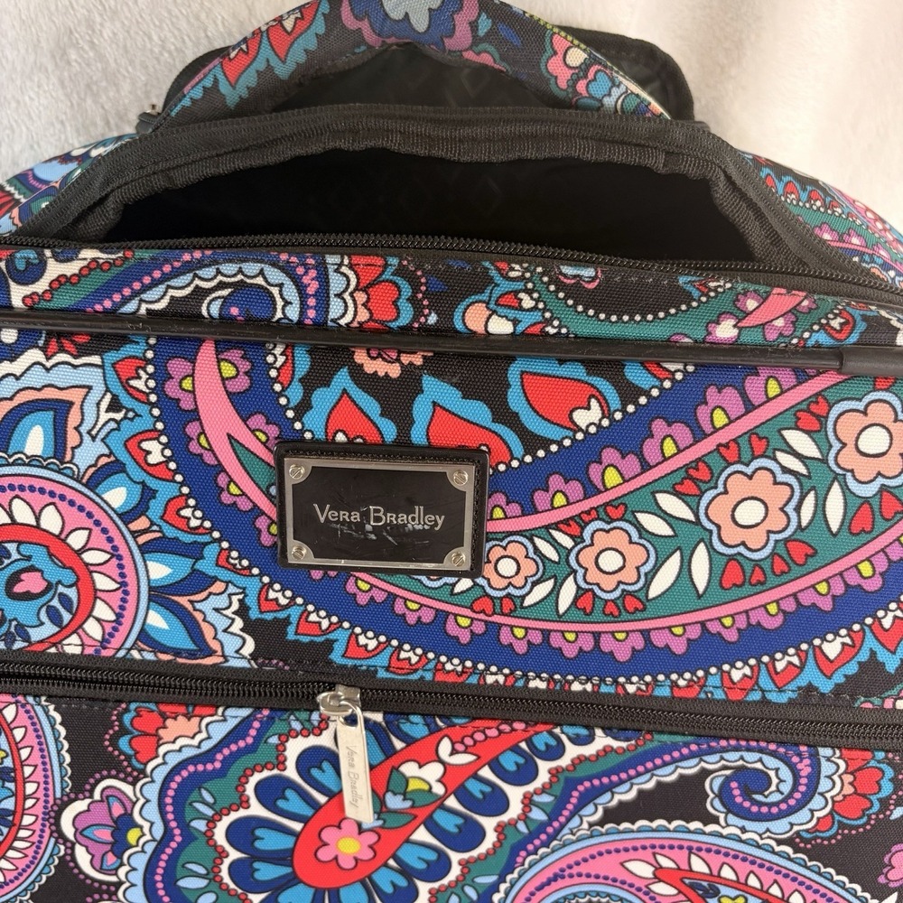 Vera Bradley Softside Underseat Rolling Work Bag Haymarket Paisley Briefcase GUC - Picture 2 of 15